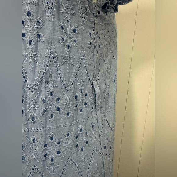 NEW Mod On Trend Womens Eyelet Lace Modi Dress Light Blue Size L Lined Boho - Picture 7 of 12